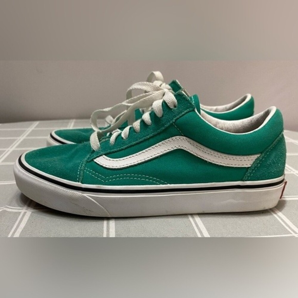 Vans Old Skool Retro Low Tops Casual Skateboarding Shoes Green Sz M 5.5 W 7